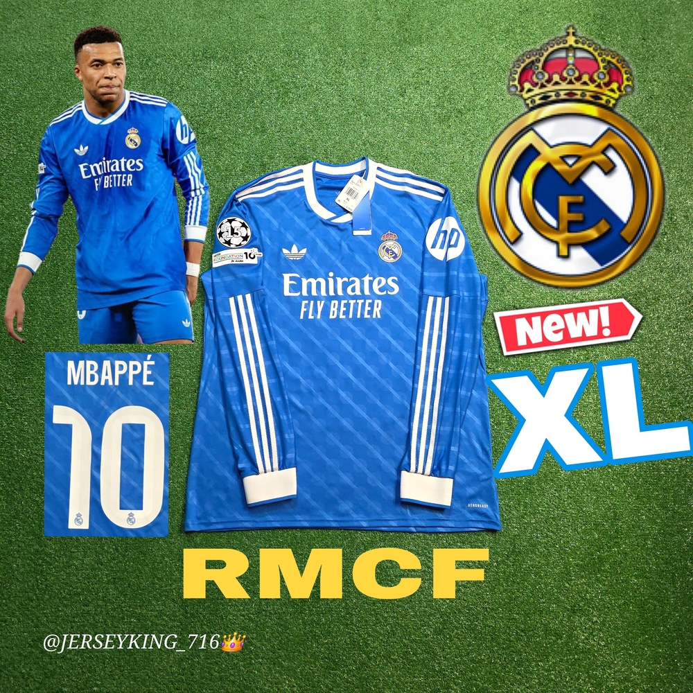 Adidas Real Madrid CF Kylian Mbappe #10 2025/2026 Third Long Sleeve Jersey UCL